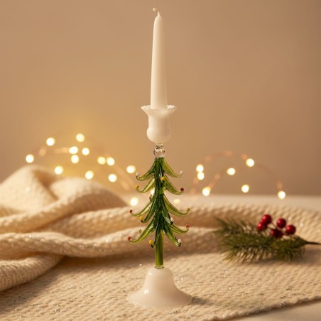 Candelabro in Vetro Soffiato a Forma di Albero di Natale
