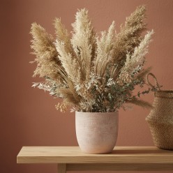 Vaso Lanzarote EDG in ceramica effetto grezzo con pampas grass