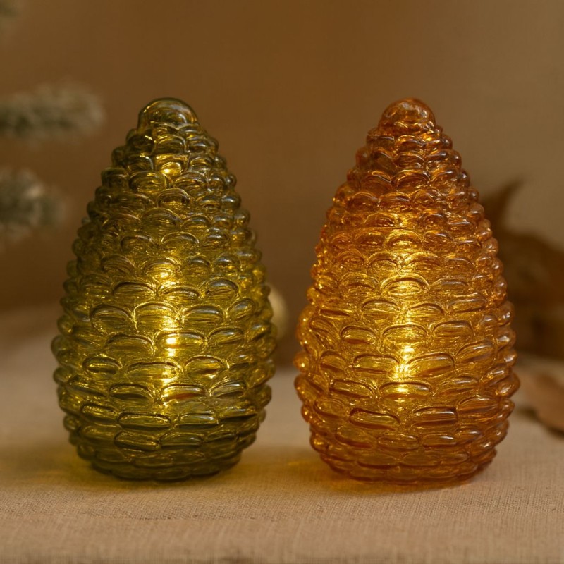 Lampada Decorativa Pigna LED H 22 cm Ambra o Verde EDG