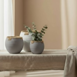 Cachepot Set 3 Vasi EDG in Terracotta Grigia e Corda