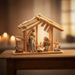 Presepe Tradizionale con Capanna in Legno Rustico