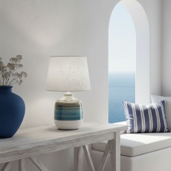 Lampada da Tavolo in Ceramica Apache | Design Grigio-Azzurro Elegante