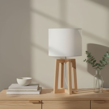Lampada da Tavolo Lume Berry Legno Naturale e Tessuto | Stile Nordico