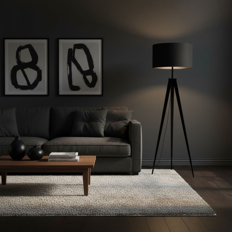 Piantana a Treppiede Nera | Eleganza e Design Industriale Chic