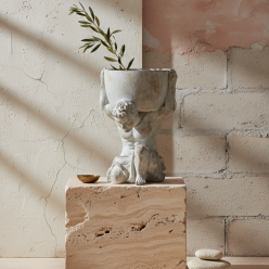 Vaso Scultura Atlante EDG in Cemento | Forza Mitologica e Design Materico (H 32 cm)