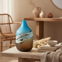 Vaso Scultoreo L'Oca Nera in Vetro Artistico – Collezione Onde