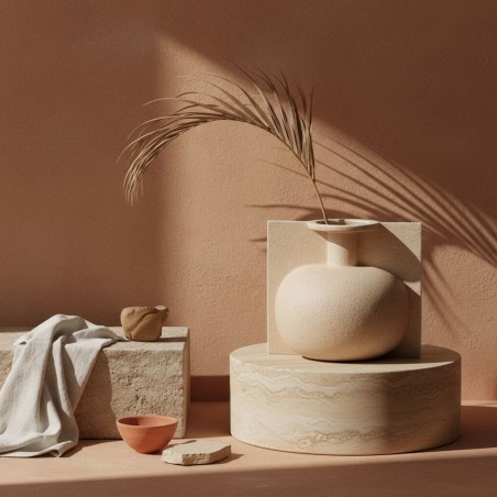 Vaso Scultura "Geometria Urbana" | L'Oca Nera | Beige Sabbiato