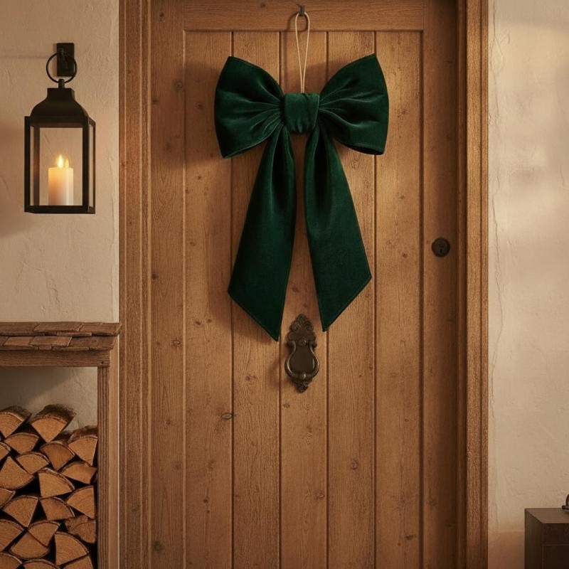 Fiocco Decorativo Grande in Velluto verde fuoriporta- Fatto a Mano 50cm Fiocco Decorativo Grande in Velluto verde fuoriporta- Fatto a Mano 50cm