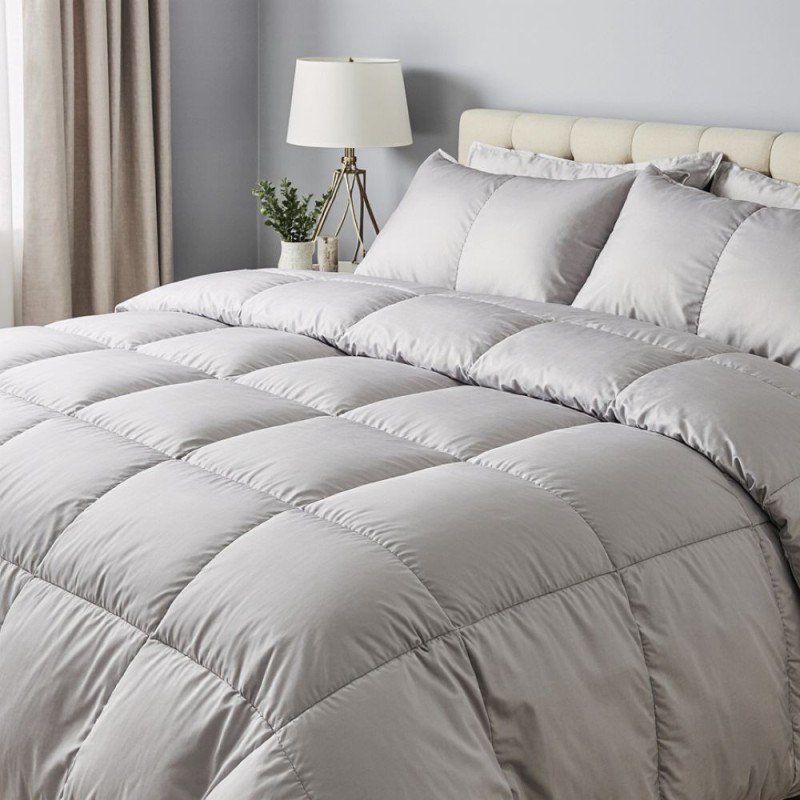 Trapunta Urania per letto matrimoniale in raso di cotone - GRIGIO PERLA LMH