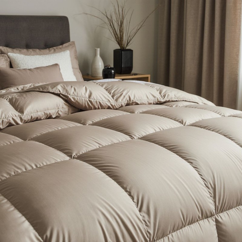 Trapunta Urania per letto matrimoniale in raso di cotone - BEIGE altro dettaglio
