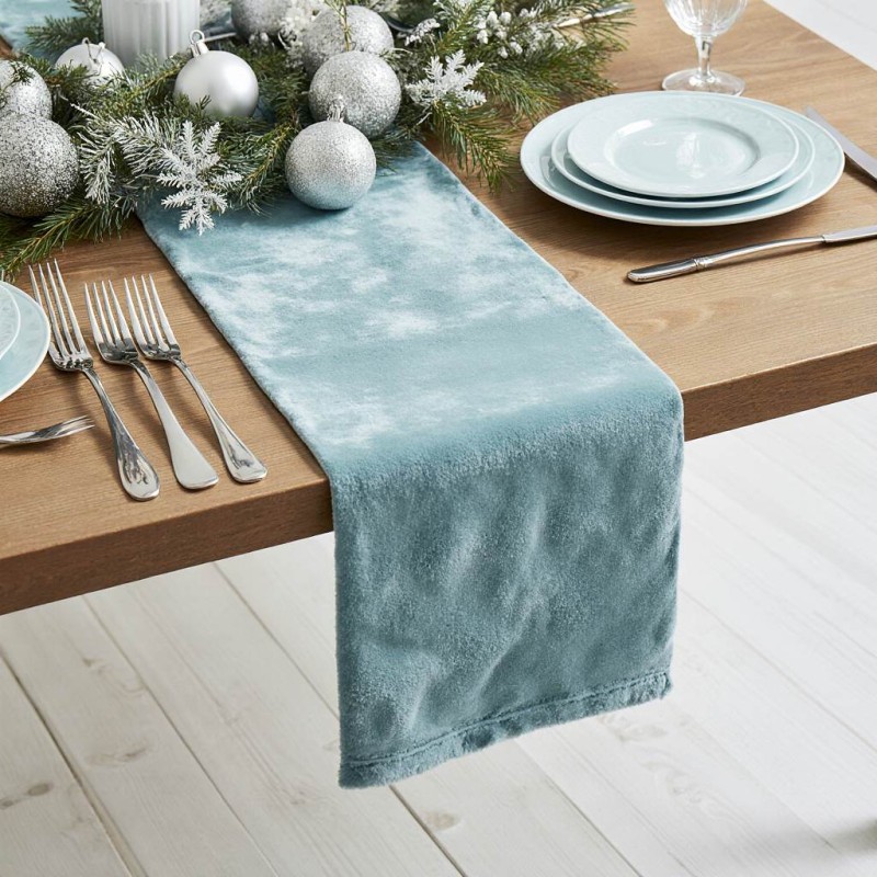 Runner Velluto Blu Avio "Ermione" | Artigianale Italia | Le Moire Home